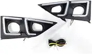 2Pcs Car LED Daytime Running Light Fog Lamp DRL Dynamic Yellow Turn Signal Light for Isuzu D-max 2020 2021 2022