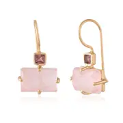 Amara Sterling Silver Earrings with Rose Quartz - Shiny Finish Jewellery - Stylish Accessories in Australia