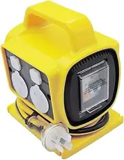 Ultracharge 10A 4 Way Outlet RCD Safety Power Block with 10A Plug, Yellow, 1.8 m Lead Length