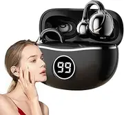 Open Earbuds, Fitness Earphones Wireless, Headphones Running, Comfortable Opening Ear Workout Headset, (White/Black) ABS+PC Wireless Sport Earbuds for Gym,