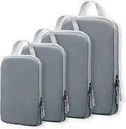 4pcs Packing Cubes, Areaphmet Compression Packing Cubes for Travel compression bags for Packing Organisers Expandable Storage Travel Accessories Luggage-Grey