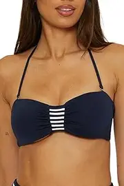 [Trina Turk] Women's Monaco Tab Bandeau Bikini Top, Adjustable, Tie Back, Swimwear Separates