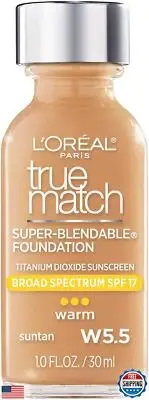 L’Oréal Paris Makeup True Match Super-Blendable Liquid Foundation, Suntan W5.