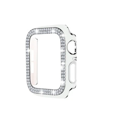 Worryfree Gadgets Bling Bumper Case for Apple Watch White/Silver 44mm