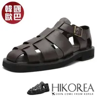 在飛比找momo購物網優惠-【HIKOREA】韓國空運。編織休閒輕旅行男生涼拖鞋(73-