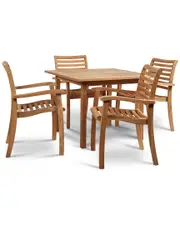 Curated Maison Mathieu 5-Piece Teak 35 Inch Square Table Outdoor Family Dining Set
