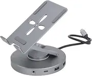 10 in 1 Docking Station, 360° Rotatable Foldable Type C Tablet Stand, with 4K HD Multimedia Interface, USB2.0 2 USB3.0 100W PD Charging 3.5mm Aux, for iOS Tablet Pro