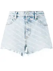 [Alexander Wang] Alexander Wang-Shorts In Denim Stampa Logo-Donna 25