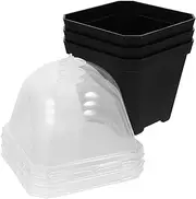 Parliky 3 Sets Transparent Humidity Dome Planter Pots with Drainage Durable Plastic Seedling Pots for Succulents Herbs and Miniature Plants for Greenhouses and Nurseries