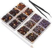 OFFIGAM 1 Set Flat Back Rhinestones with Tweezer and Picking Pen Compartment Box of Round Gems for Crafts Nail Art Clothing and DIY Projects Versatile Decorative Jewelry Enhancements