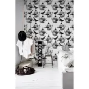 Birdcage and birds removable Wallpaper black mural Self Adhesive Peel & Stick