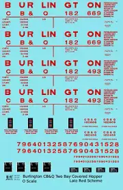 K4 O Scale Decals Burlington CB&Q Covered Hopper Late Scheme