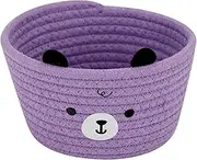 Kids Storage Animal Rope Baskets, Organizers for Toys, Clothes, Baby Essentials, Children's Room, Playroom, Baby Shower Gifts, Woven Storage Bin, Toy Organizer, Bear Basket, Storage Bin Kids,Purple