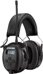 EM042 AM/FM Radio Earmuffs - Comfortable Hearing Protection with Digital Display