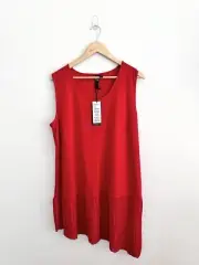 Brand New Taking Shape Red Luxe Tunic Tank Pleated Asymmetric Hem Plus Sz Medium