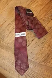 Mens Stacy Adams Rust Red Orange Circle Design Tie W/ Matching Pocket Square NEW
