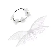 Elf Wing and Flower Headband Set Cosplay Costume for Kids and Adults Party Wear