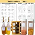 136 Printed Indian Gujarati Bilingual Plus 40 Blank Kitchen Pantry Labels, Mi...