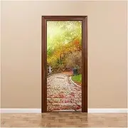 Door Stickers Blue Abstract Triangle Art Door Sticker Psychedelic Wallpaper Decal Waterproof Self-Adhesive Home Living Room(R,40x120cm)