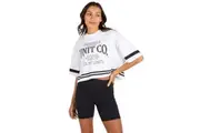 Unit | Womens Varsity Oversized Cropped Tee (White)
