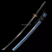 Damascus Folded Steel Clay Tempered Katana Japanese Samurai Sword Full Tang