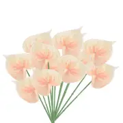 10Pcs 13" Artificial Anthurium Lily Flowers Floral Bouquet Decor, Light Orange