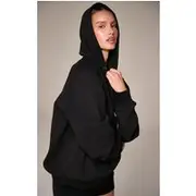 Black Embroidered Interlock Hoodie, Black