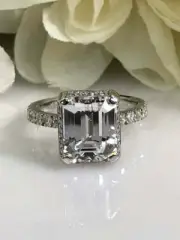 Gorgeous 3.90CT Crystal Clear White Emerald Shape Engagement Ring In 935 Silver