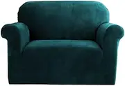 Artiss Velvet Sofa Cover Plush Couch Cover Lounge Slipcover 1 Seater Agate Green