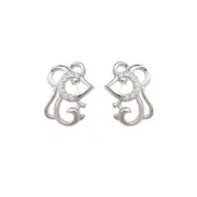 Culturesse 12mm Cubic Zirconia Millie The Mouse Stud Earrings Sterling Silver