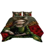 Rococo Portrait style Princess with a Black Cat Coverlet