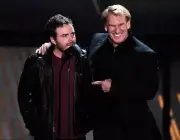 Actors Michael Stephenson George Hardy speak onstage at Spike TV's- Old Photo