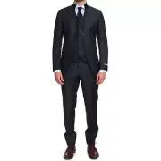 CANALI 1934 Gray Travel Wool-Mohair 3 Piece Mandarin Collar Formal Suit EU 50 US
