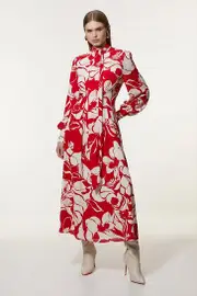 Printed Georgette Woven Tie Maxi Dress