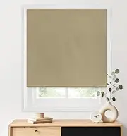 [LazBlinds] 100% Blackout Roller Shades, No Tools No Drill Cordless Blinds for Windows, Thermal Insulated UV Protection Privacy Window Shades for Bedroom (48''W x 72''H, Beige)