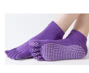 3 Pack Of Women Antislip Ankle Grip Colorful 5 Toe Finger Cotton Yoga Socks