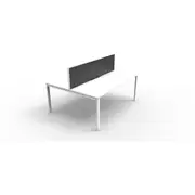 RAPIDLINE RAPID INFINITY PROFILE LEG WORKSTATION Double Sided With Screen 2 Person W1200 x D1400 x H1200mm Natural White with Scalloped Edge
