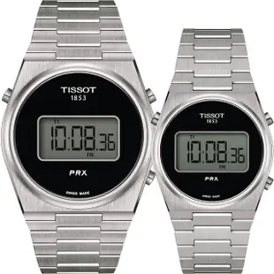 【TISSOT 天梭】官方授權 PRX 數位石英對錶 情侶手錶 送行動電源 畢業禮物(T1374631105000+T1372631105000)