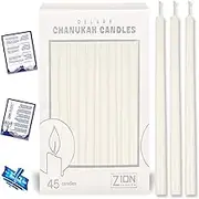 Aviv Judaica Multi Pack Dripless Hanukkah Candle Set of 45 Premium Solid White Thin Tapered Candles for Standard Chanukah Menorah, Birthday Party, Celebration Candles Enough for 8 Nights of Hanukah