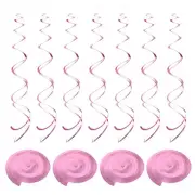 Party Hanging Swirls Double Strip Streamer with Hang Tag Hook 36Pcs(Light Pink)