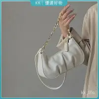 在飛比找Yahoo!奇摩拍賣優惠-KKLife小眾設計褶皺鏈條腋下包包女2021春夏百搭個性單