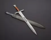 BEAUTIFUL CUSTOM HANDMADE 29 INCHES HIGH CARBON STEEL HUNTING SWORD WITH SHEATH