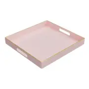 Decorative Tray, Pink Serving Tray with Handles, Coffee Table Trays, Square P...