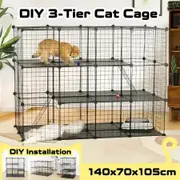 Cat Cage DIY Enclosure Pet Crate Rabbit Hutch Pet Scene Kitty Kennel Bunny Ferret Home Playpen Detachable Metal Wire