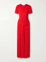 [SIMKHAI] SIMKHAI - Nalani Tie-front Draped Stretch-jersey Gown - Red - US0 US 0 Red