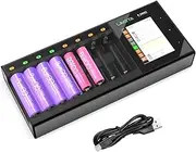 LIMETA 8-Slot Household Battery Chargers,Rechargeable Battery Charger with USB Type C LCD Display,Fast Charger for Smart Charge Batteries AA AAA Li-lon LiHv Ni-MH Ni-Cd