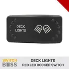 Deck Lights LASER ETCHED Horizontal Rocker Switch Red LED 12v 24v On-Off