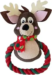 WagTime Christmas Reindeer Small Ring Tug Rope - Festive Pet Toy for Dogs, Durable & Fun Chew Play, Ideal for Holiday Gifting, Interactive & Safe Design, Ideal for Small Breeds