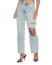 Brooklyn Straight Leg Jeans Worn Thrashed - Blue Grey Denim | Ksubi ++