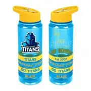 NRL Tritan Drink Water Bottle 650ml - (New) Gold Coast Titans - 4 Rubber Bands